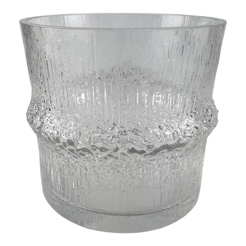 Vintage Iittala Niva Ice Bucket Signed TW Tapio Wirkkala Finland Art Glass MCM